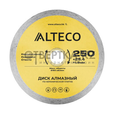 Диск алмазный по керамической плитке ALTECO 250x25.4x1.8мм 4-25-250