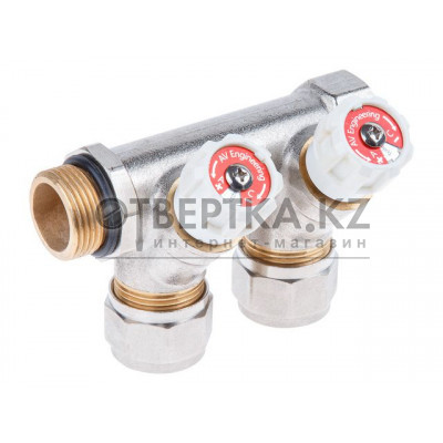 Коллектор с отсекающими вентилями, 3/4" х 2 вых. (16 х 2.0), AV Engineering AVE1132002