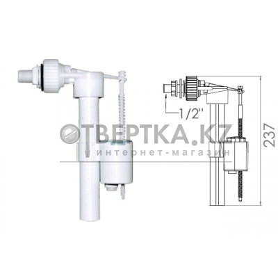Поплавочный клапан боковой подачи воды, 1/2, пл. резьба, AV Engineering AVE129704