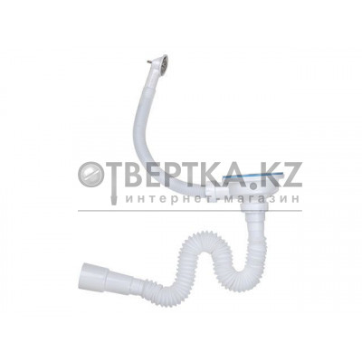 Сифон 3 1/2" гофрированный, с круглым переливом, пластиковый винт 45мм, выход 40/50, AV Engineering AVE129779