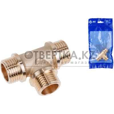 Тройник 1/2" нар.-нар.-нар. с ограничителем, AV Engineering (инд. упак.) AVE306011