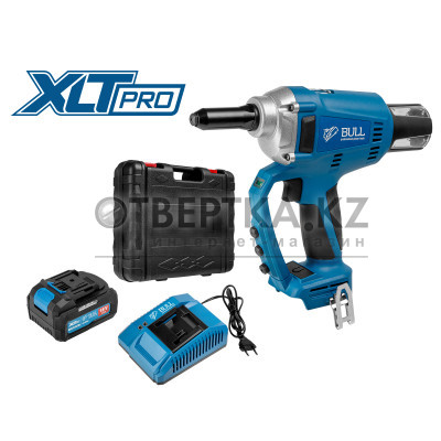 Аккум. заклепочный пистолет BULL CRG 1018 в чем. XLTpro, БЕСЩЕТ., 25 мм, 10000 Н, 1х4 А*ч 1304594