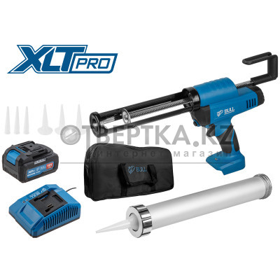 Аккум. пистолет для герметика BULL CG 1860 SET(1х4), сумка, 300/600 мл, 2500 Н, 8,3 мм/с, рег. скор. 1304625