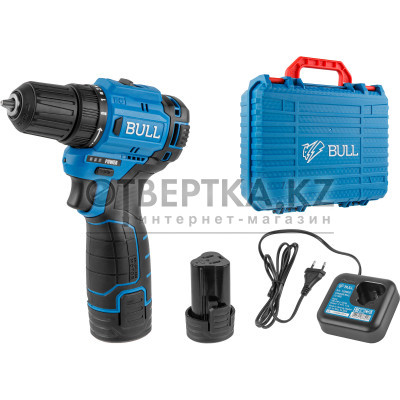 Аккум. дрель-шуруповерт BULL SR 1203 в чем. БЕСЩЕТ., 12 В, 37 Н*м, 2*2 А*ч акб, БЗП 10 мм 1329601