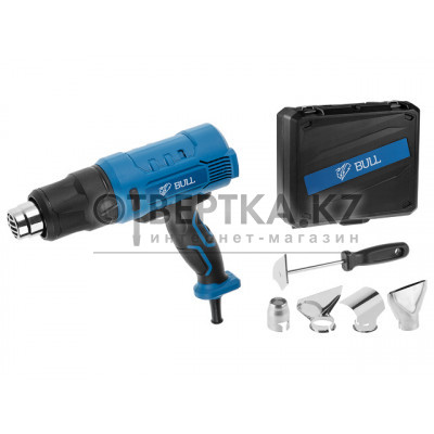Термовоздуходувка BULL HG 5501 в чем. + набор сопл 1800 Вт, 3 скор., 50-550 °С, ступенч. рег.