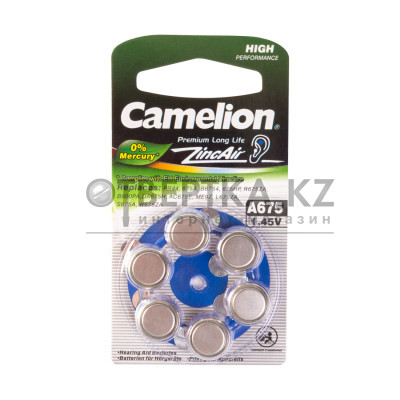 Батарейка CAMELION Zinc Air A675-BP6(0%Hg)