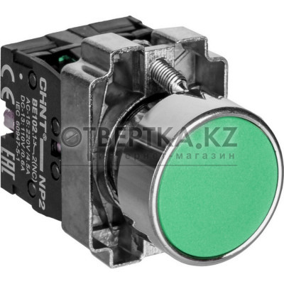 Кнопка управления CHINT NP2-BA35 без подсветки зеленая 1НЗ +1НО IP40 573763