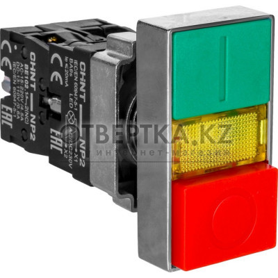 Двойная кнопка CHINT NP2-BW8465 1НО+1НЗ AC230В (LED) IP40 573829