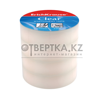 Пакет клейких лент ErichKrause® Clear, 12ммх33м (4 ленты) 19433
