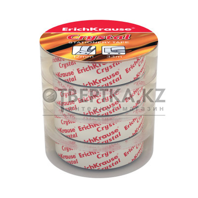 Пакет клейких лент ErichKrause® Crystal, 12ммх33м (4 ленты) 19435