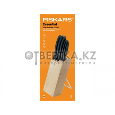 Набор ножей 5 шт. с деревянным блоком Essential Fiskars 1023782