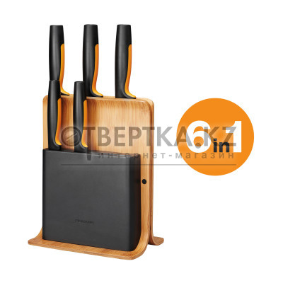 Набор ножей 5 шт бамбуковый блок FF Fiskars 1057552