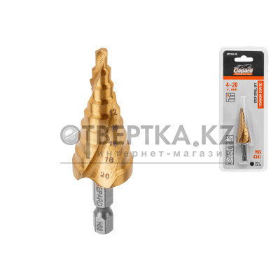 Сверло по металлу ступенчатое 4-20 мм HSS TIN GEPARD GP0304-20