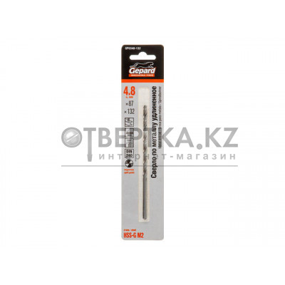 Сверло по металлу ц/х 4.8х87х132 мм удлиненное HSS-G GEPARD GP0348-132