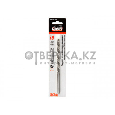 Сверло по металлу ц/х 7.0х102х156 мм удлиненное HSS-G GEPARD GP0370-156