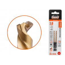 Сверло по металлу шестигр. 3.0х33х80 мм HSS-G TIN, комплект из 2-х шт GEPARD