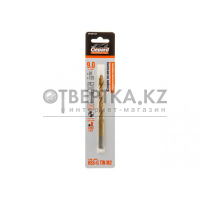Сверло по металлу ц/х 9.0х81х125 мм HSS TIN GEPARD GP1390-125