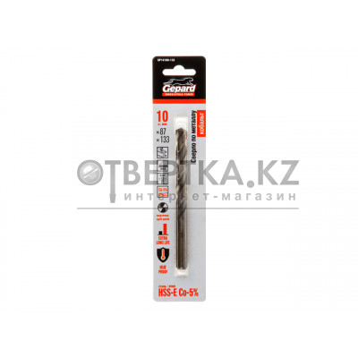 Сверло по металлу ц/х 10.0х87х133 мм HSS-Co GEPARD GP14100-133
