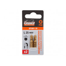 Насадка крестообразная PZ2 25мм  2шт с титановым напылением GEPARD (GP3801-25) в Актау