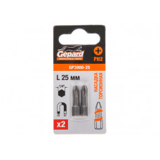 Насадка крестообразная PH2 25мм  2шт торсионная GEPARD (GP3900-25) в Актау