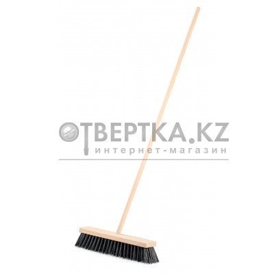 GRINDA EURO буковая колодка 40см, шлифованный черенок из берёзы 120см (d22мм) щетина 70мм, 5-рядная, уличная щётка с черенком (39251-400)