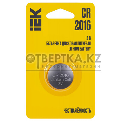 Батарейка дисковая литиевая IEK CR2016 (1 шт) ABT-CR2016-OP-L01