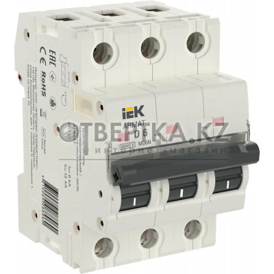 Автоматический выключатель IEK M06N 3P D 6А AR-M06N-3-D006