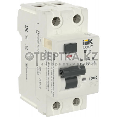 Выключатель дифференциального тока IEK R10N 2P 63А 30мА AR-R10N-2-063C030