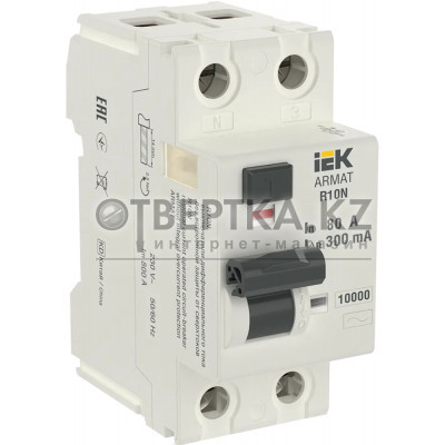 Выключатель дифференциального тока IEK R10N 2P 80А 300мА AC AR-R10N-2-080C300