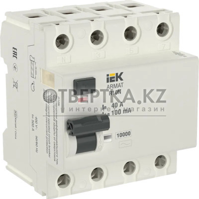 Выключатель дифференциального тока IEK R10N 4P 40А 100мА AR-R10N-4-040C100