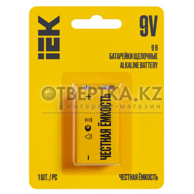 Батарейка щелочная IEK Alkaline 6LR61 9V ABT-6LR619V-OP-L01 ABT-6LR619V-OP-L01 