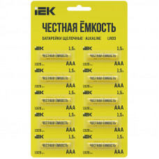 Батарейка щелочная Alkaline LR03/AAA (10шт/отрывной блистер) IEK ABT-LR03-OP-D10 в Алматы