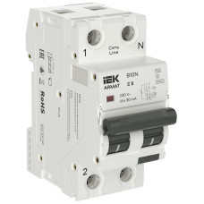 ARMAT Автоматический выключатель дифференциального тока B10N 1PN C6 30мА тип A (36мм) IEK AR-B10N-1N-C006A030 в Актобе