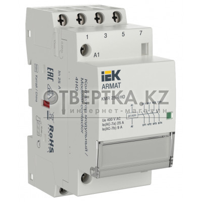 ARMAT Контактор модульный KMR 25А 24В AC/DC 4НО IEK AR-KMR20-025-40-024 