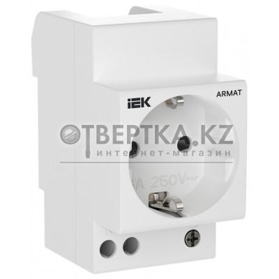 ARMAT Розетка на DIN-рейку 45мм с заземлением с защитными шторками 16А IEK AR-SOD-G-GND-S-016