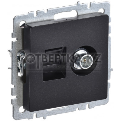 BRITE Розетка двойная TVRJ45 кат.5E РТВ/РК12-БрЧ черный IEK BR-AK20-1-K02 BR-AK20-1-K02 