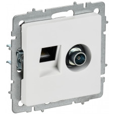 BRITE Розетка двойная TVRJ45 кат.5E РТВ/РК12-БрАБ арктический белый IEK BR-AK20-1-K91 в Алматы