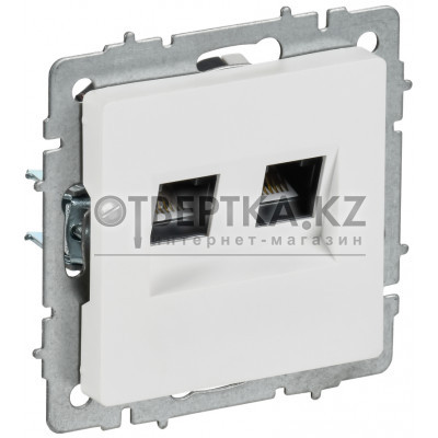 BRITE Розетка компьютерная двойная кат.5E RJ45 РК10-2-БрАБ арктический белый IEK BR-K20-1-K91