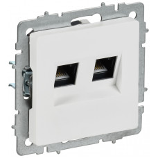 BRITE Розетка компьютерная двойная RJ45 кат.6 РК11-2-БрАБ арктический белый IEK BR-K20-2-K91 в Алматы