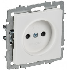BRITE Розетка 1-местная без заземления с защитными шторками 10А РСш10-2-БрАБ арктический белый IEK BR-R13-10-K91 в Алматы