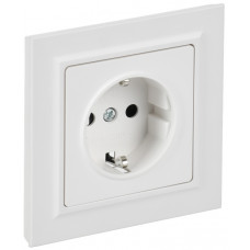 BRITE Розетка 1-местная с заземлением с защитными шторками 16А в сборе РСР14-1-0-БрАБ арктический белый IEK BR-R14-16-K91-F