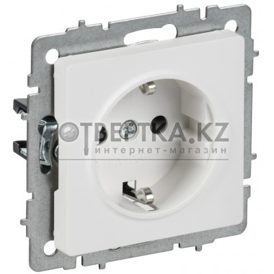 BRITE Розетка 1-местная с заземлением с защитными шторками 16А РС14-1-0-БрАБ арктический белый IEK BR-R14-16-K91