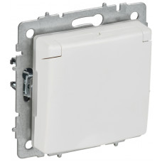 BRITE Розетка 1-местная с заземлением с защитными шторками и крышкой 16А IP44 РСбш10-3-44-БрАБ арктический белый IEK BR-R16-16-44-K91