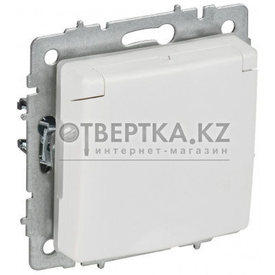 BRITE Розетка 1-местная с заземлением с защитными шторками и крышкой 16А IP44 РСбш10-3-44-БрАБ арктический белый IEK BR-R16-16-44-K91