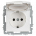BRITE Розетка 1-местная с заземлением с защитными шторками и крышкой 16А IP20 РСбш10-3-БрАБ арктический белый IEK BR-R16-16-K91