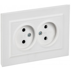 BRITE Розетка 2-местная без заземления без защитных шторок 10А в сборе РС12-2-БрАБ арктический белый IEK BR-R20-10-K91-F в Алматы