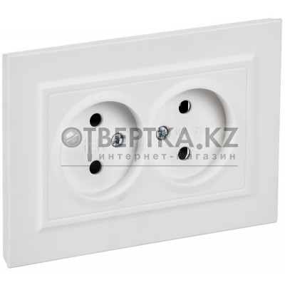 BRITE Розетка 2-местная без заземления без защитных шторок 10А в сборе РС12-2-БрАБ арктический белый IEK BR-R20-10-K91-F