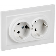 BRITE Розетка 2-местная с заземлением без защитных шторок 16А в сборе РС12-3-БрАБ арктический белый IEK BR-R21-16-K91-F в Алматы