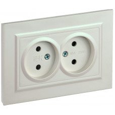 BRITE Розетка 2-местная без заземления с защитными шторками 10А в сборе РСш12-2-БрЖ жемчуг IEK BR-R23-10-K36-F