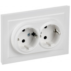 BRITE Розетка 2-местная с заземлением с защитными шторками 16А в сборе РСш12-3-БрАБ арктический белый IEK BR-R24-16-K91-F в Алматы